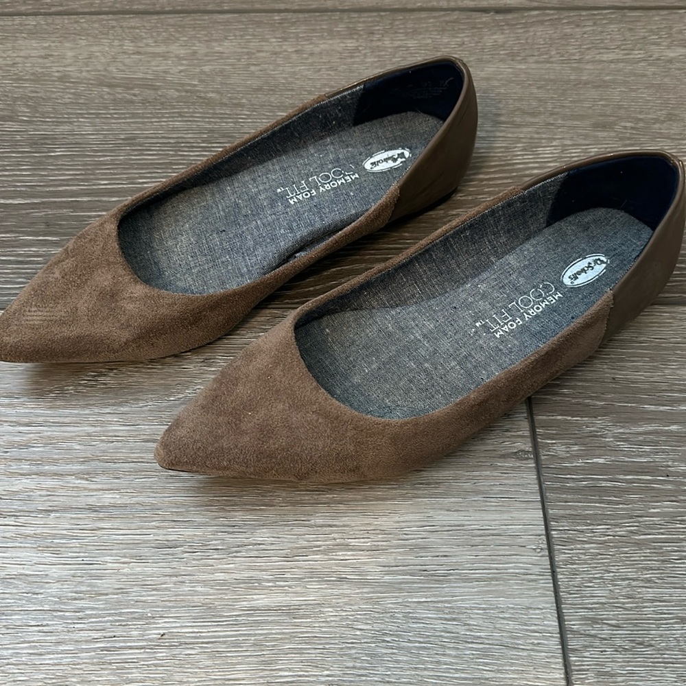 Dr Scholls pointed toe faux leather flats